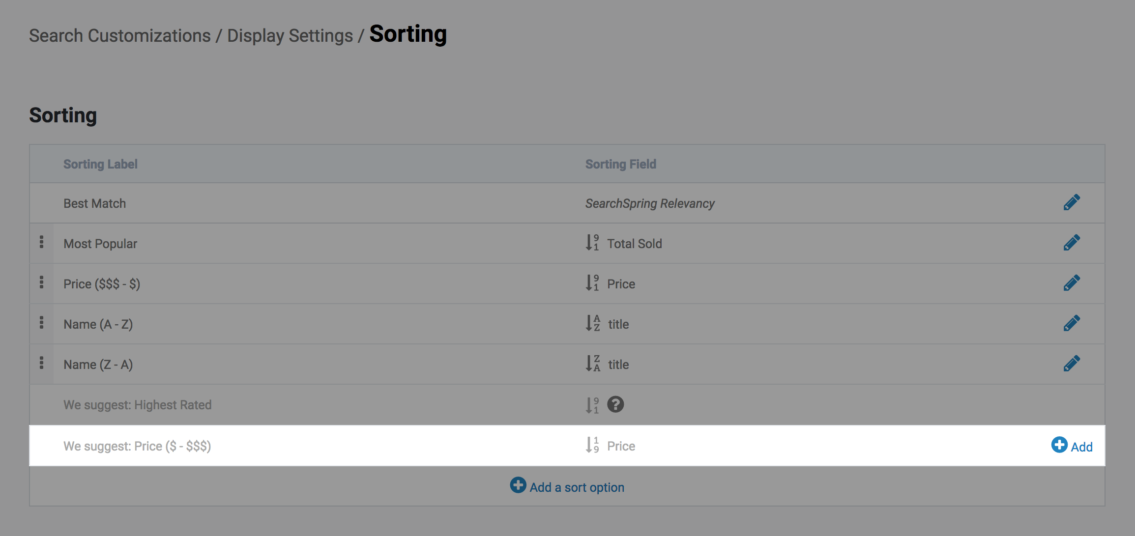 Sort Options – Searchspring Help Desk